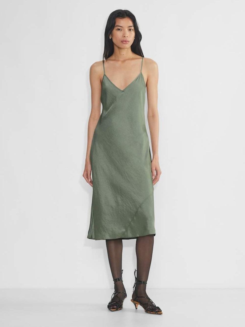 WILFRED *Satin* Only Slip Midi Dress ARITZIA - Smoky Sage | MEDIUM *rare color*